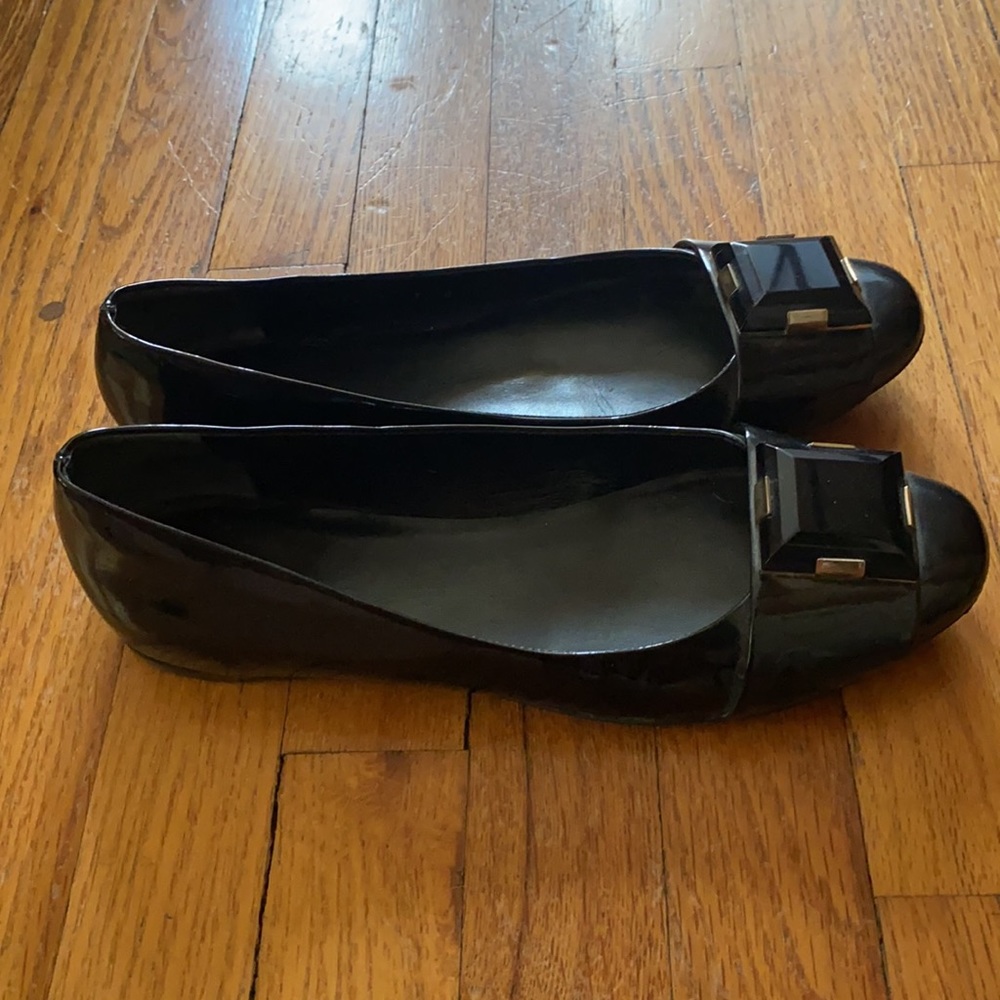 Gucci black patent leather ballet flats